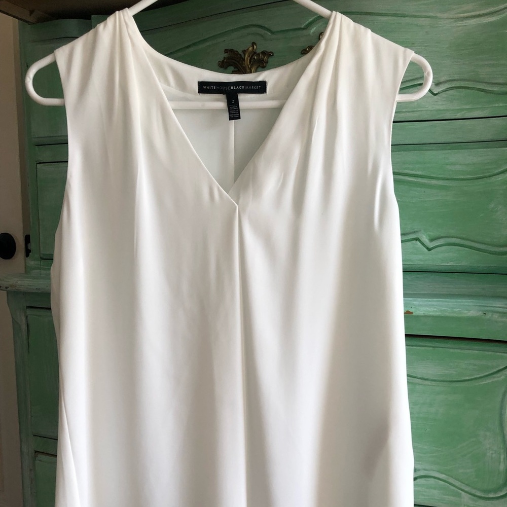 Pleated sleeveless cream white blouse